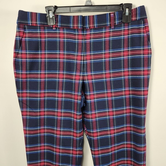 Talbots Hampshire Ankle Pants Black Red Blue Check Plaid Wool Blend 12 Petite - Picture 4 of 9